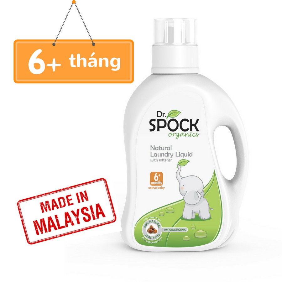 Nước giặt xả chiết xuất thiên nhiên cho trẻ từ 6 tháng Dr. Spock Organics- 2lít