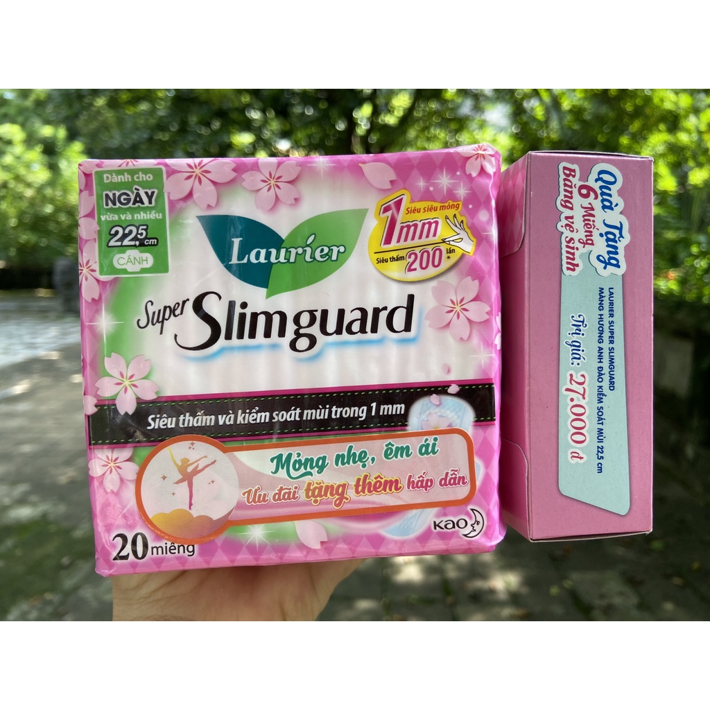 BĂNG VỆ SINH LAURIER SUPER SLIMGUARD HƯƠNG ANH ĐÀO 22.5CM 20 MIẾNG