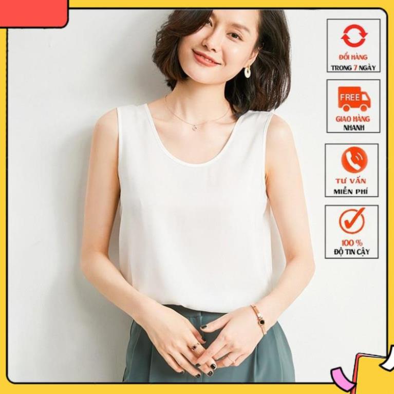 [Hàng loại 1] Áo Ba Lỗ Hai Dây Nữ Lụa Satin Hàn Cao Cấp Madela, Áo 2 Dây Nữ - AKT04