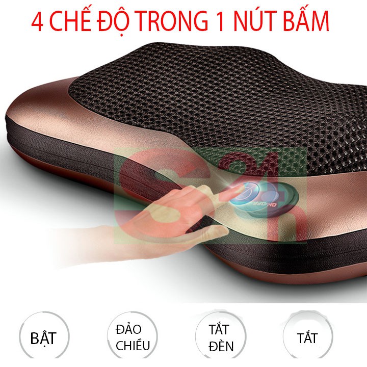 Gối massage xoay 2 chiều hồng ngoại 8 bi - gối mát xa hồng ngoại 8 bi 2 chiều xoay