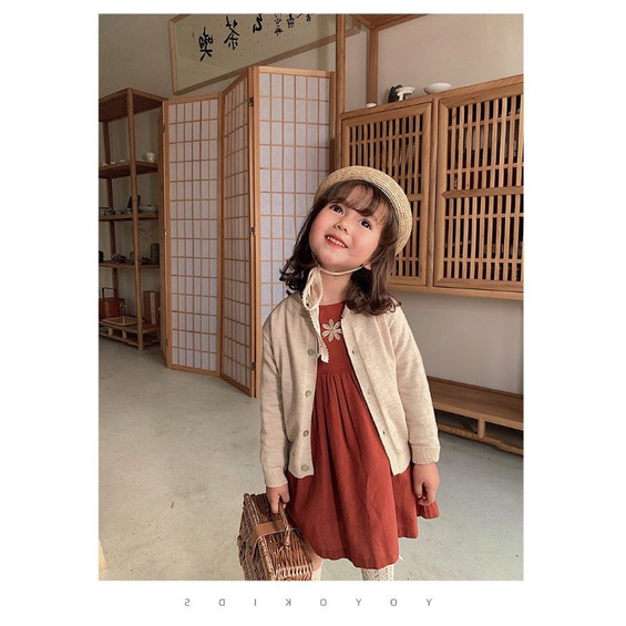 Váy babydoll thêu hoa cho bé gái