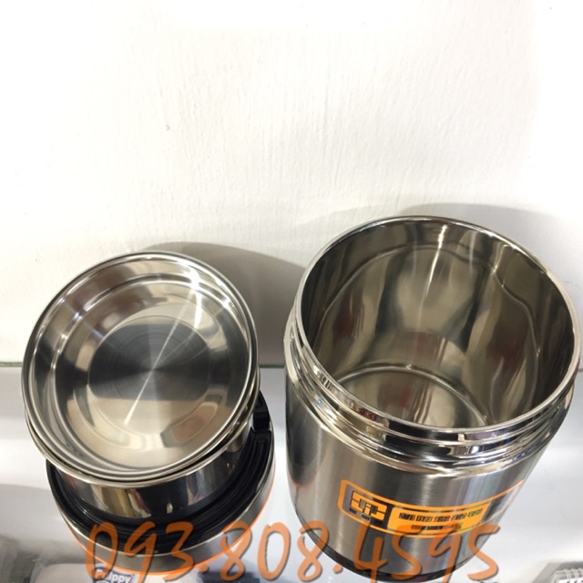 Camen Giữ Nhiệt 3 Ngăn Viền Cam 1400ml - 1900ml | BigBuy360 - bigbuy360.vn