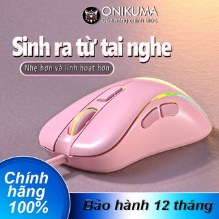 Chuột chơi game có dây ONIKUMA CW907 màu hồng với đèn RGB