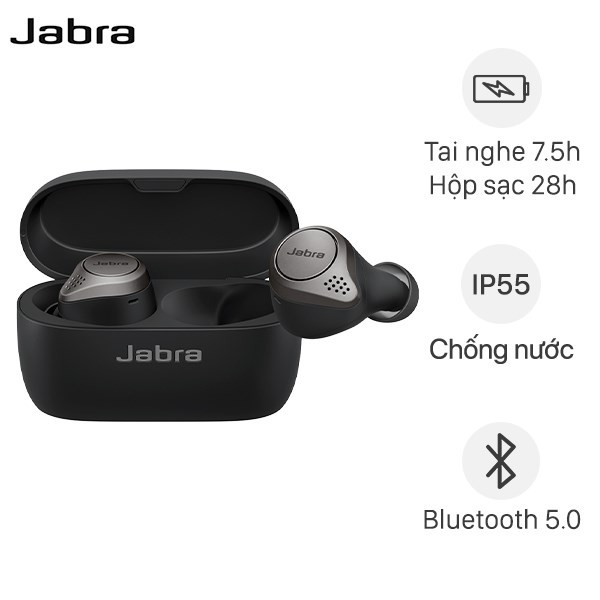 Jbl - Tai nghe bluetooth Jabra Elite 75T cao cấp âm thanh cực đỉnh kiêm cốc sạc pin trâu nghe thả ga. bảo hành 1 năm.