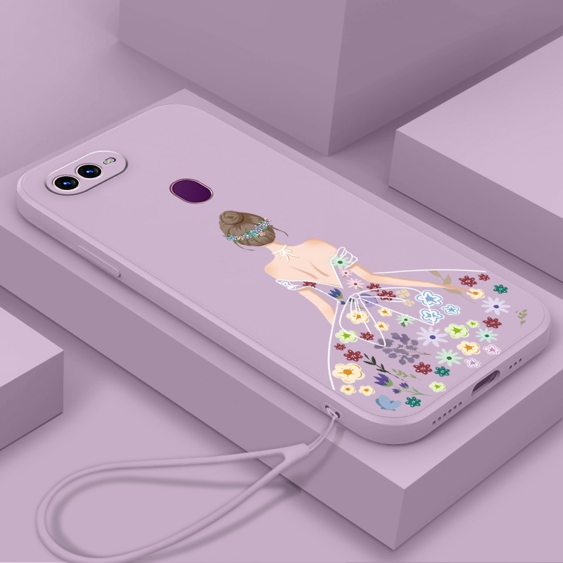 Ốp Điện Thoại TPU Silicon Mềm Họa Tiết Hoa Xinh Xắn Có Dây Đeo Cho oppo a5s a12 a7 a31 F9