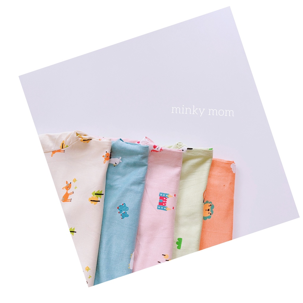 (8-30kg)Bộ dài thun lạnh Minky mom pastel phối họa tiết siêu cute(ảnh thật)