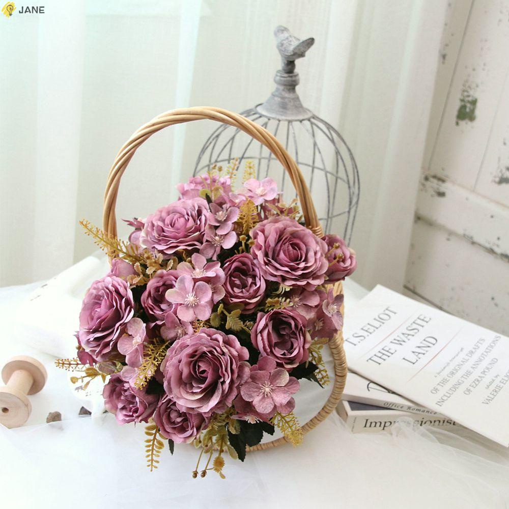 Bó hoa hồng giả bằng lụa dùng trang trí đám cưới DIY