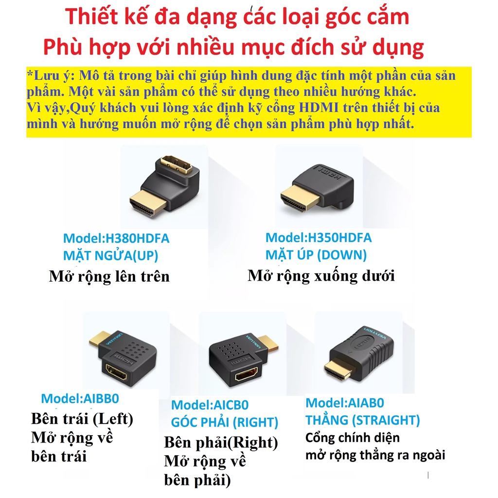 Đầu mở rộng nối dài cổng HDMI 2.0 Vention AIAB0 / AIBB0 / AICB0 / H350HDFA / H380HDFA