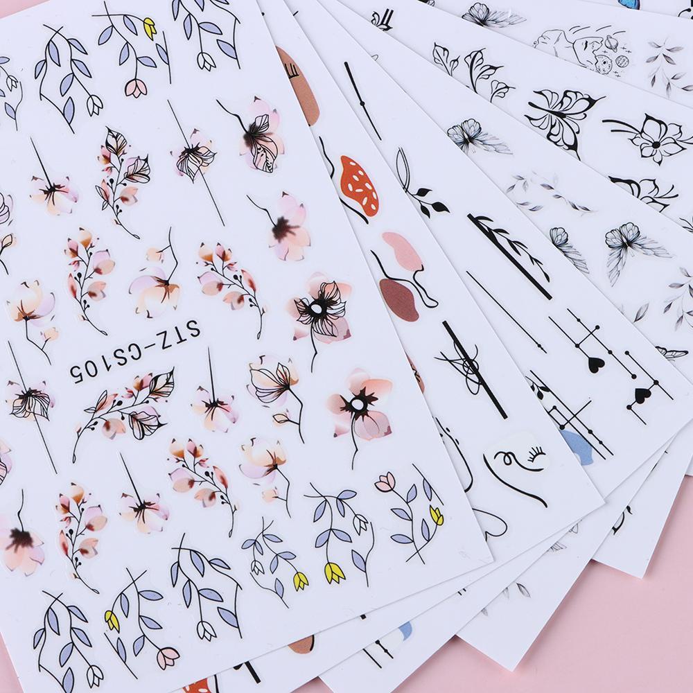 Hình Dán Trang Trí Móng Tay Họa Tiết Hình Học Phong Cách Pháp