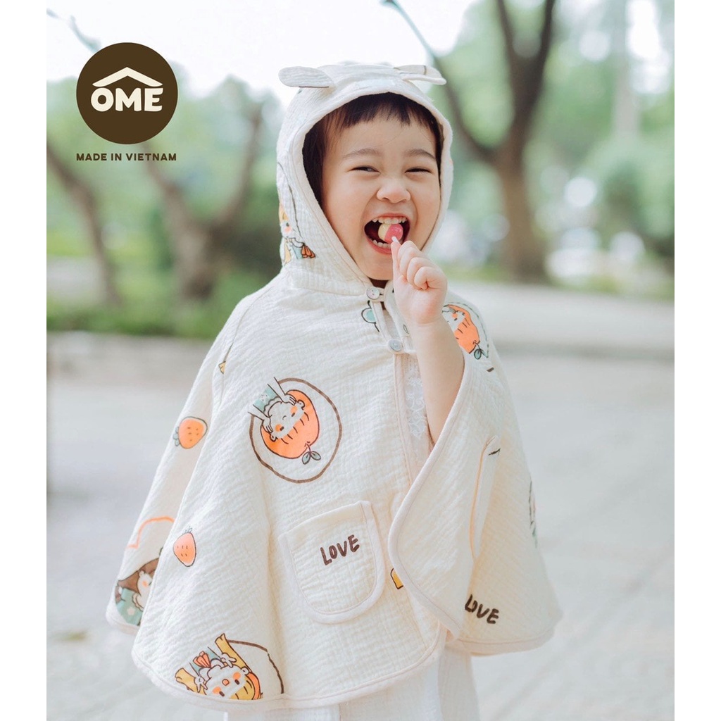 Áo choàng chống nắng đa năng có kính chắn OME cho bé
