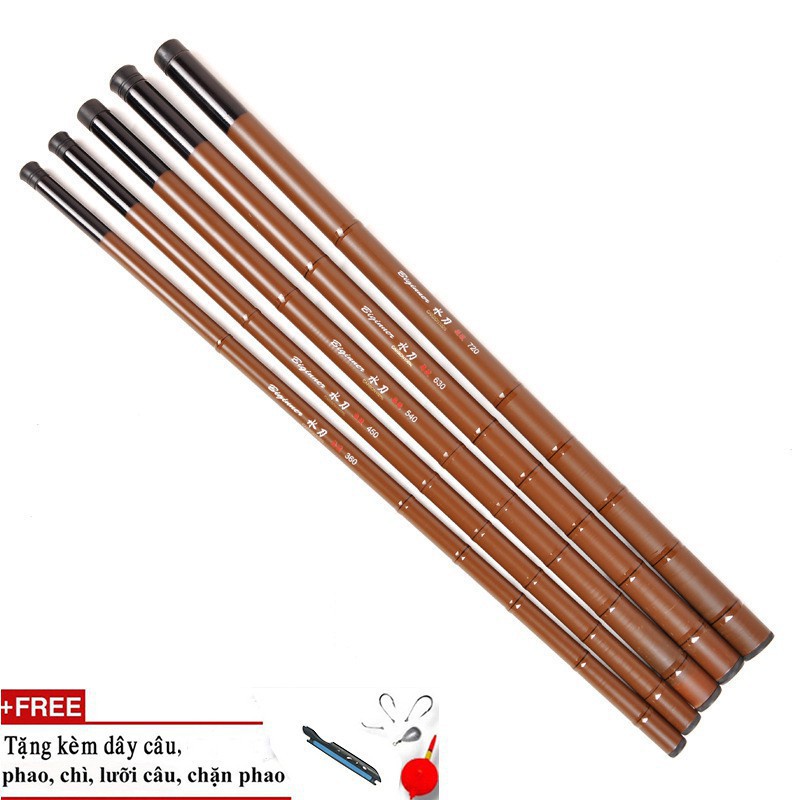 Cần Câu tay CACBON BIGINNER 3,6-6,3M màu nâu giá rẻ