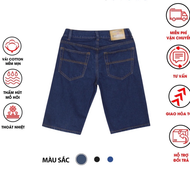 Quần Short Jean Nam Căn Bản Cao Cấp QSJ01, Form Chuẩn Đẹp, Sang Trọng, Thoải Mái, Tiện Lợi