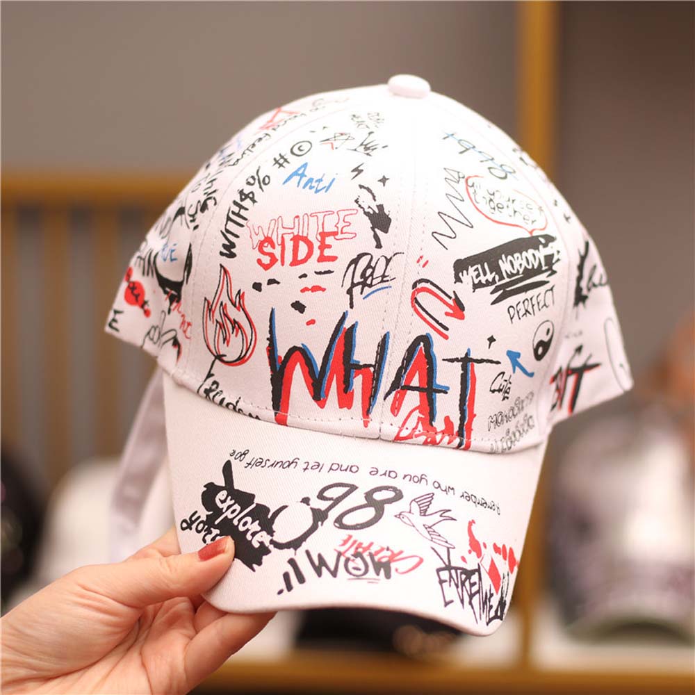 Mũ lưỡi trai cotton in họa tiết graffiti phong cách hip hop thời trang cho nam và nữ
