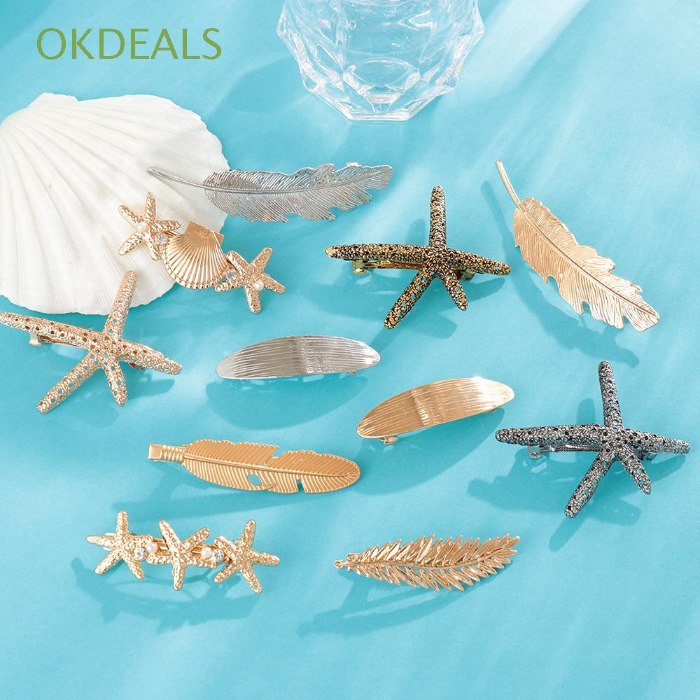 Kẹp tóc kim loại tạo hình lá độc đáo