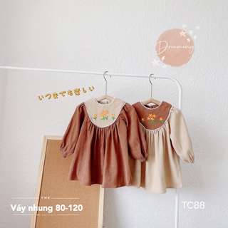 Váy nhung cổ thêu hoa