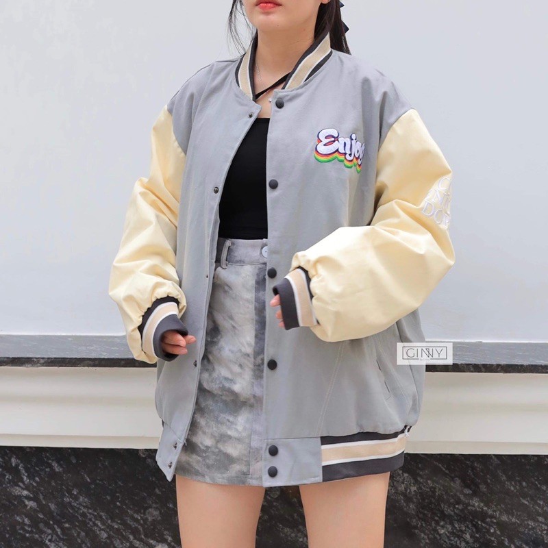 Áo khoác Bomber Enjog TK 02 | Khoác Bomber Nữ | Form rộng | Áo Bóng Chày | BigBuy360 - bigbuy360.vn