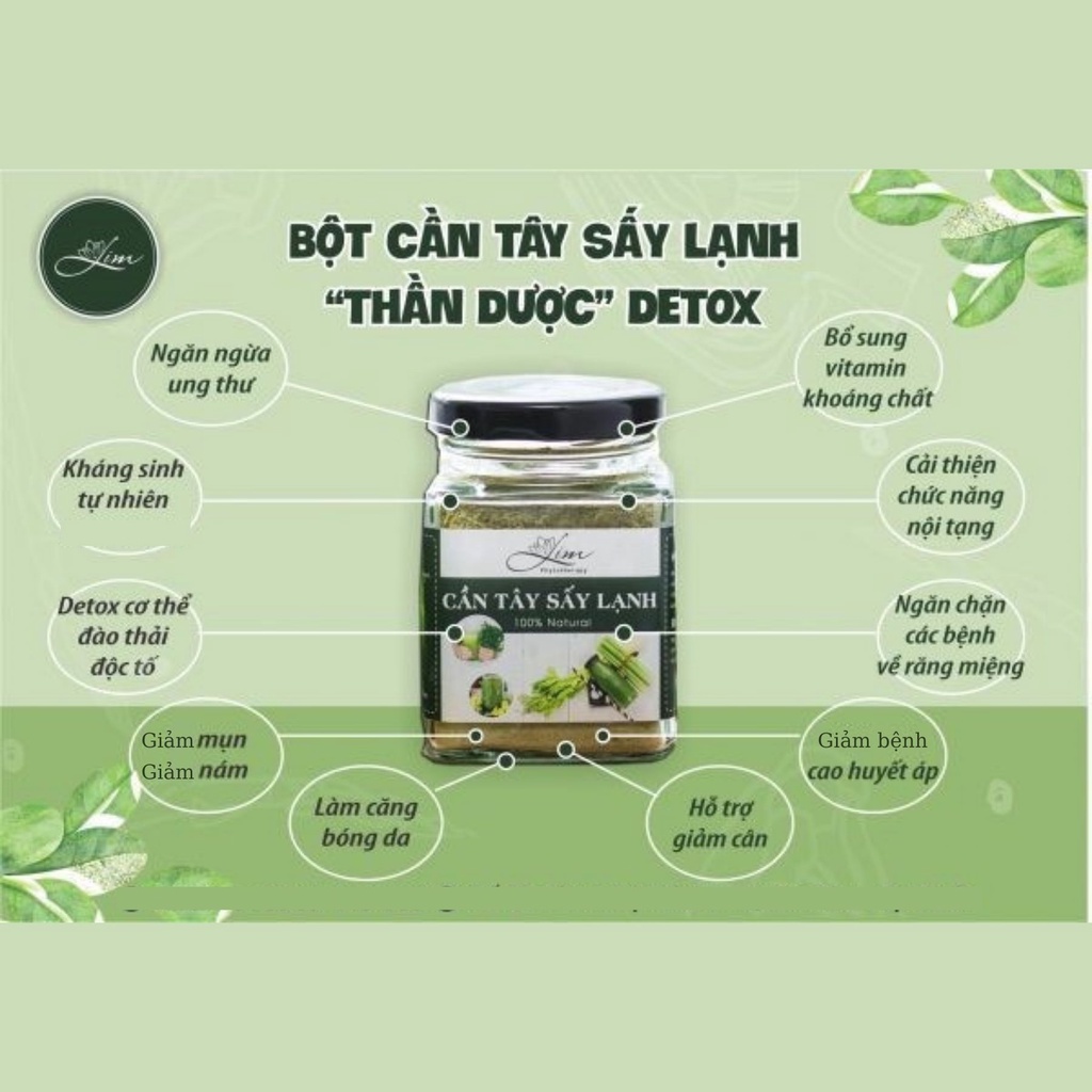 Bột Cần Tây Giảm Cân  Sấy Lạnh Nguyên Chất Hũ 150Gram Lim - Hỗ Trợ Giảm Cân , Thanh Lọc Cơ Thể , Giảm Mụn Mờ Thâm