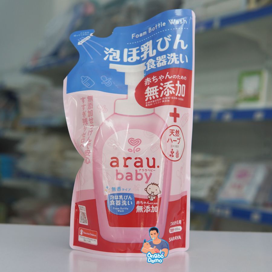 Nước rửa bình sữa Arau Baby, nội địa Nhật - Ongbodemo