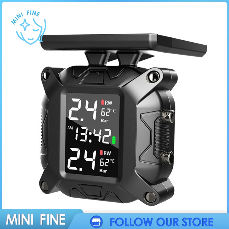 Hệ Thống Giám Sát Áp Suất Bánh Xe Năng Lượng Mặt Trời Không Dây Tpms Màn Hình Lcd Lớn Cho Xe Mô Tô