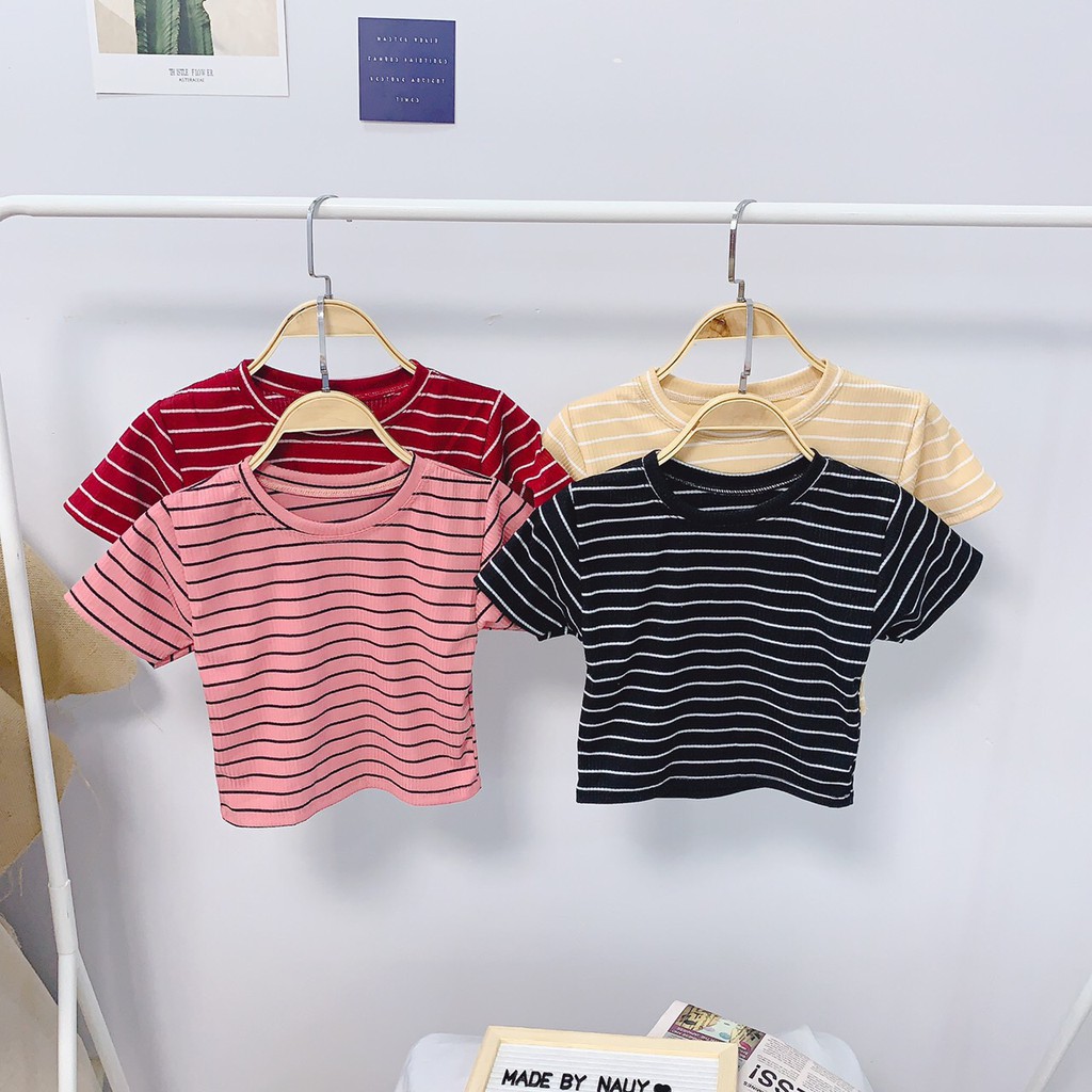 áo croptop sọc ngang xinh xắn, áo croptop, áo nữ