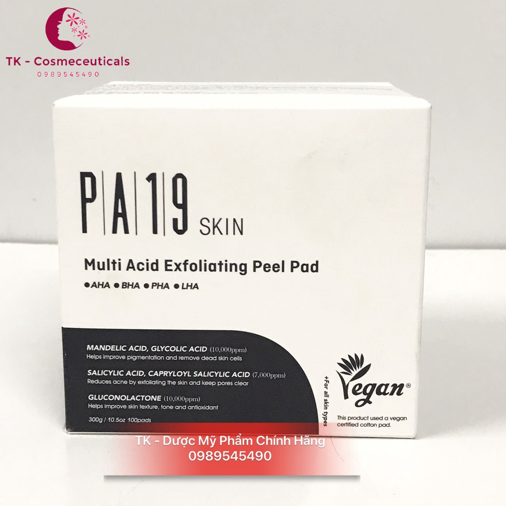 (CHÍNH HÃNG) Gạc PA19 Skin / PA 19Skin Tẩy Tế Bào Chết Da - Hộp 100 Miếng