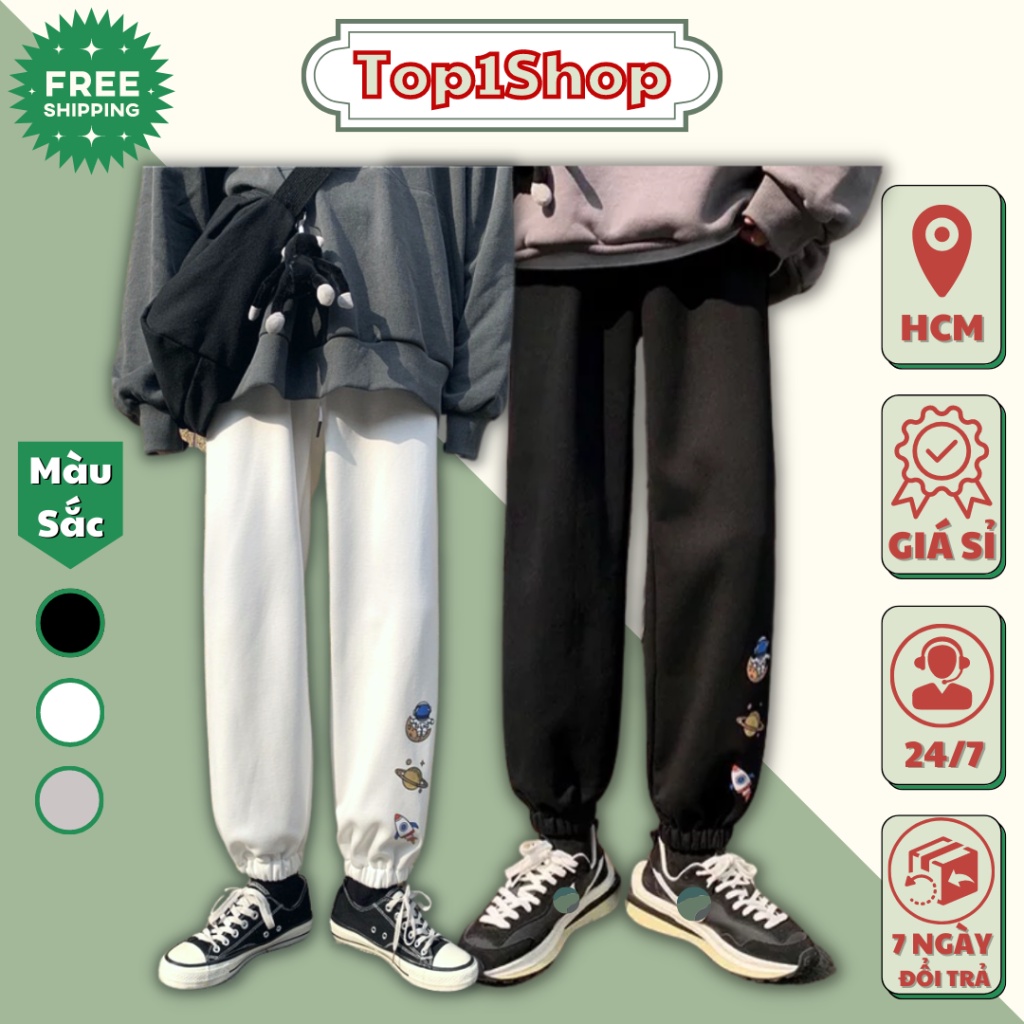 Quần jogger thể thao ống rộng Vũ Trụ chất nỉ bông cao cấp Unisex