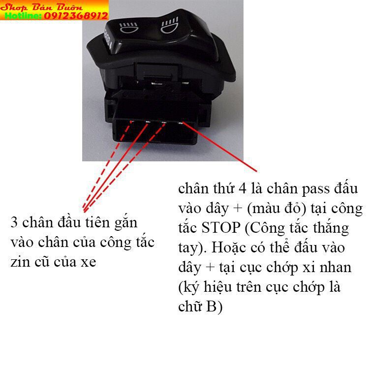 công tắc passing sh đá đèn dùng cho nhiều dòng xe( kèm jack)