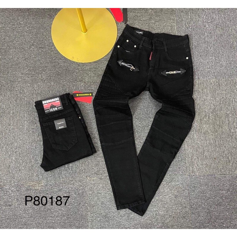 Quần bò nam Dsq hai khoá - Quần jean nam - Quần bò ống côn - Bee Shop