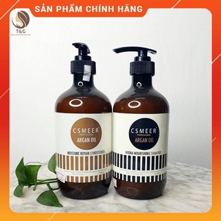 Dầu gội xả phục hồi tóc hư tổn Csmeer Argan Oil 750ml dưỡng tóc giữ màu nhuộm chính hãng
