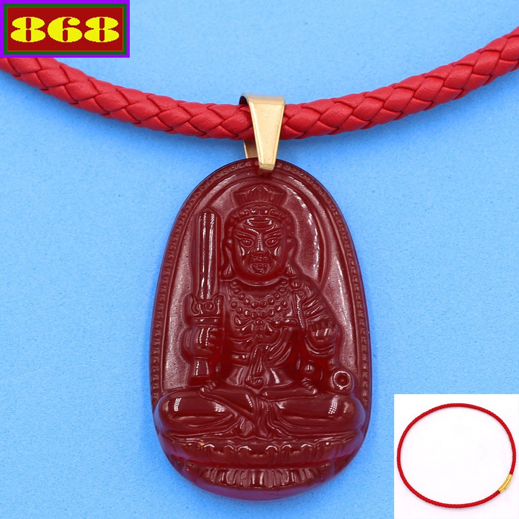 Vòng cổ dây da Bất động minh vương đỏ 5 cm DDNOVTAON1 - Hộ mệnh tuổi Dậu