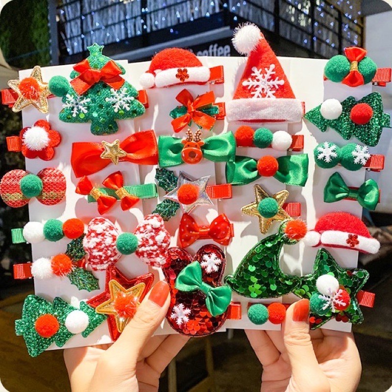 Set 5 kẹp tóc họa tiết noen ngộ nghĩnh, đáng yêu cho bé gái