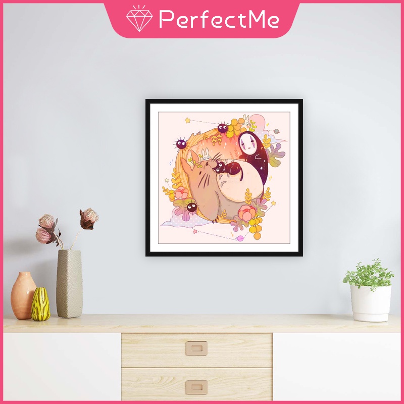 Bộ Tranh Đính Đá 5D Tự Làm 30x30cm Hình Totoro Hoạt Hình Trang Trí Nhà Cửa