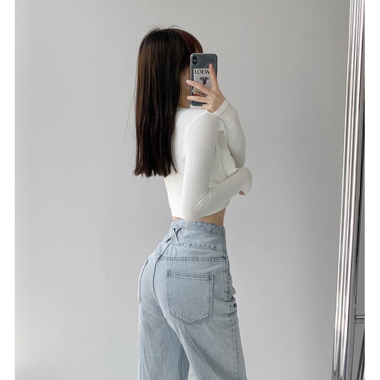 Quần Jeans Ống Rộng | Quần Denim Nữ Cạp Cao Dáng Suông Ống Rộng Trẻ Trung Sành Điệu Phong Cách Hàn Quốc | BigBuy360 - bigbuy360.vn