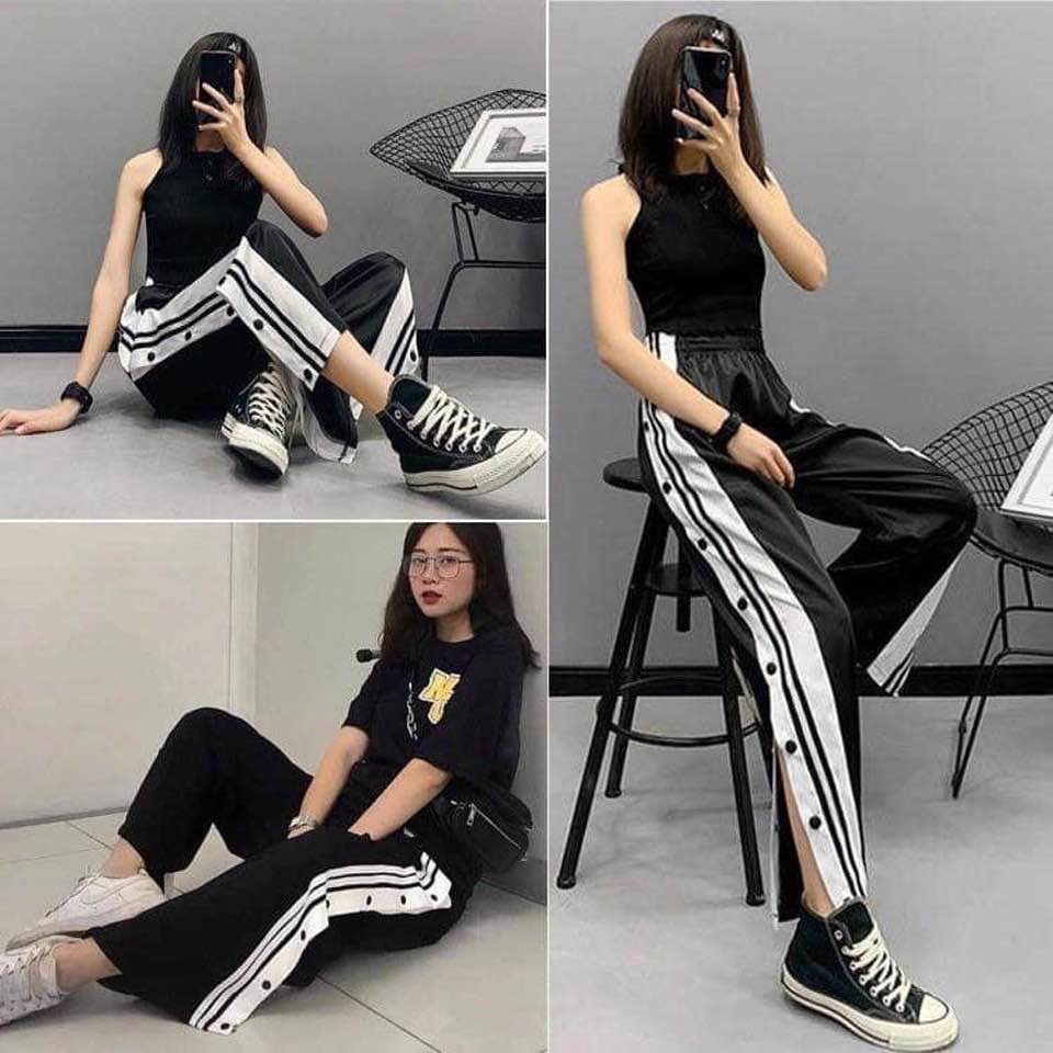 Quần Ống Rộng Uzzlang- Quần Ống Rộng Chất Cát Hàn Bấm Cúc Trẻ Trung Năng Động Nam Nữ Free Size Dưới 60kg
