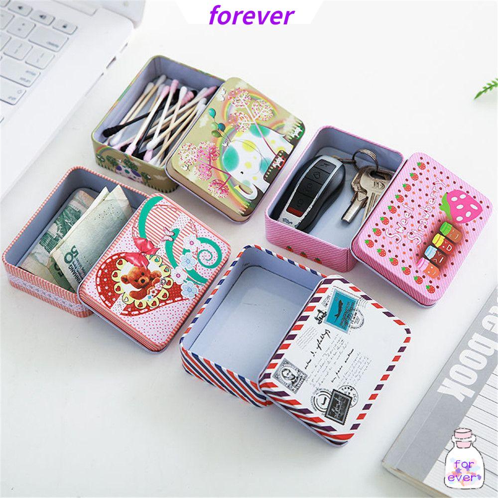 Hộp Đựng Kẹp Tóc/Kẹp Tóc/Dây Chuyền Mini Bằng Sắt Chống Bụi Họa Tiết Hoạt Hình Phong Cách Retro