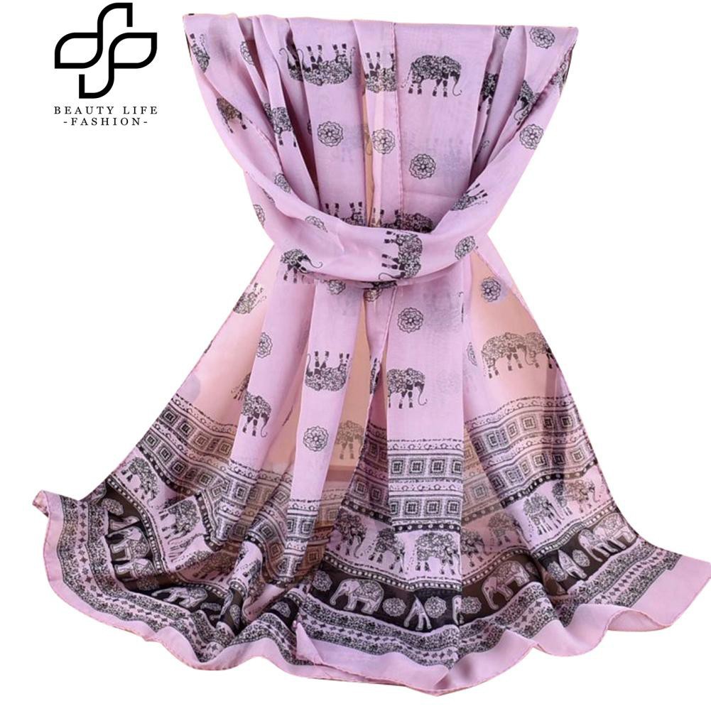 Khăn choàng cổ voan in hoạ tiết voi