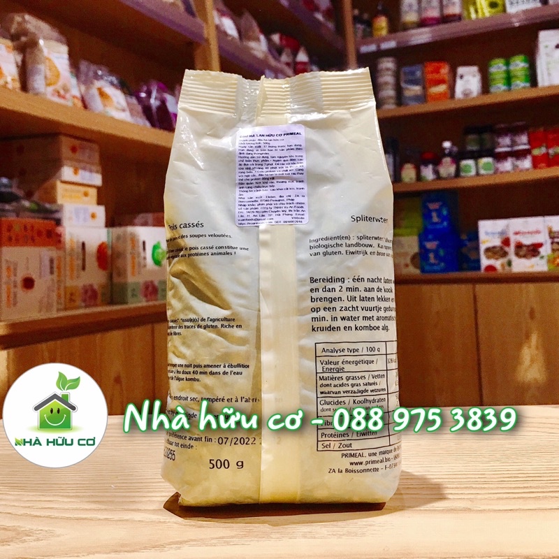 Đậu Hà Lan xanh hữu cơ Primeal - Pháp gói 500g/100g - Date: 7/2022 - Nhà hữu cơ