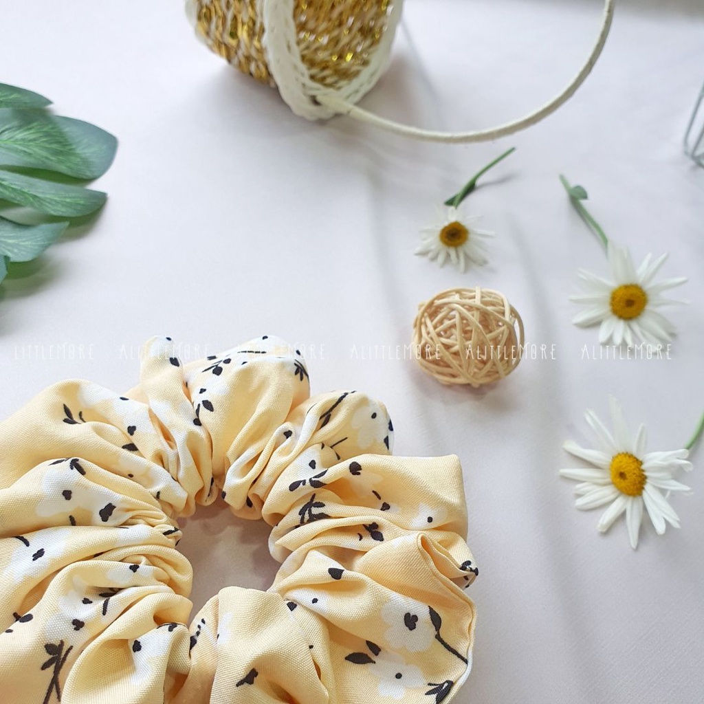 Dây Buộc Tóc Scrunchies AlittleMORE Hoa Nhí Họa Tiết Xinh Xắn Nữ Tính Cột Tóc Đẹp Dễ Thương