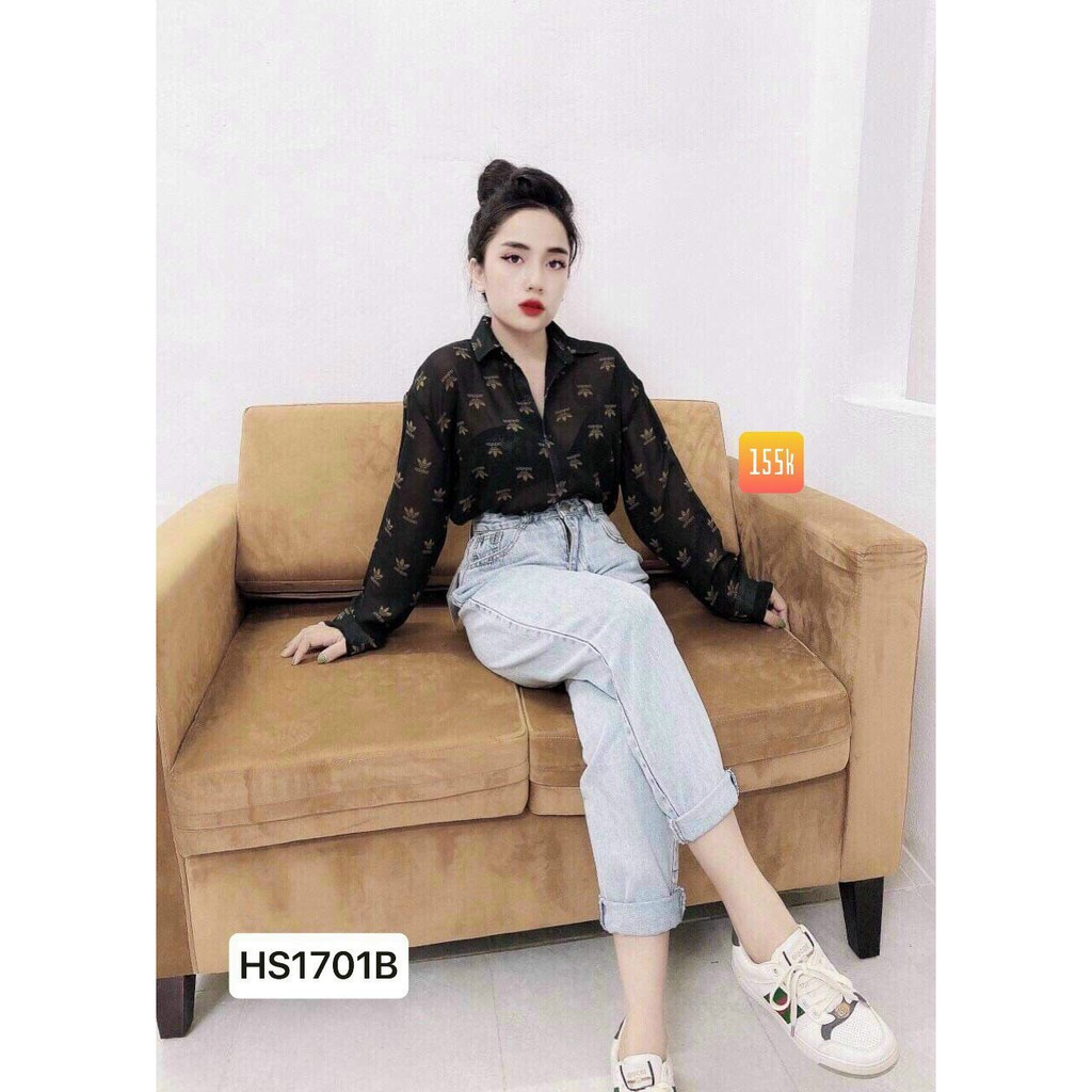 áo sơ mi voan form rộng in họa tiết hiệu siêu sang chảnh, đi học đi làm đi chơi, chất đẹp