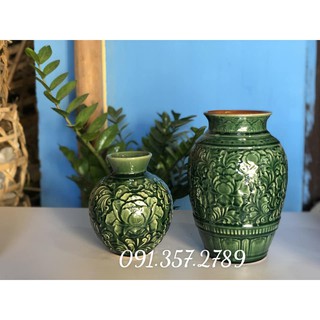 Lọ Hoa Khắc Nổi hoa Phù Dung