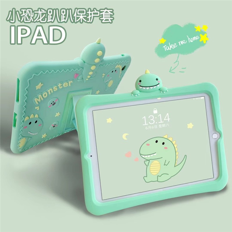 iPhone IPad para sa iPad Mini 1 2 3 4 5 Vỏ iPad 2 3 4 5 6 IPad Air 1 2 iPad Pro 10,5 inch Pro Dinosaur Stand Bao silicon mềm iPad