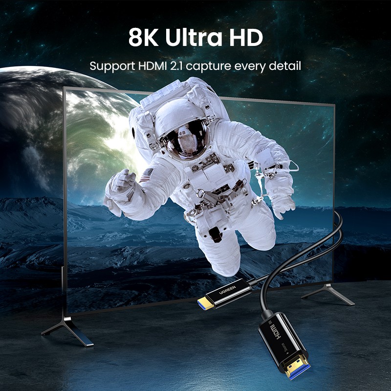 Ugreen Cáp Quang HDMI 2.1 Tốc Độ Cao 8K HDR 8K / 60Hz 4K / 120Hz 48Gbps Ebc 3D HDCP2.2 Cho 8K TV