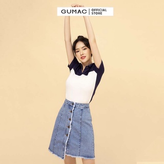 Chân váy jean tà lệch GUMAC VJB3228