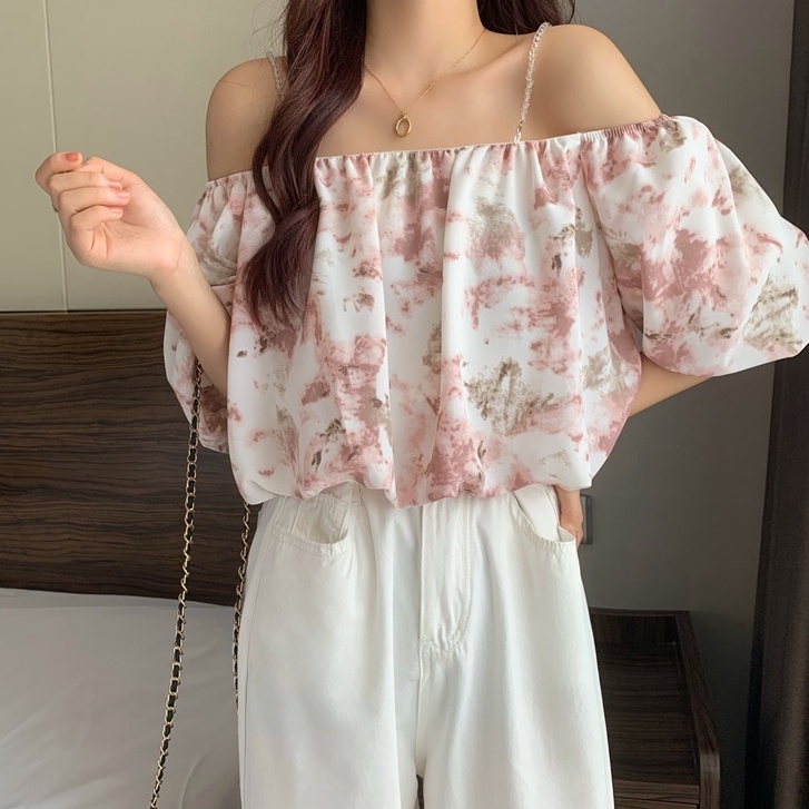 Áo Sơ Mi Ngắn Tay Trễ Vai Phong Cách Hàn Quốc Dành Cho Nữ