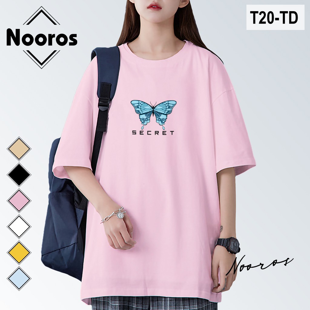 Áo thun hình con bướm Butterfly tay lỡ nam nữ Nooros vải phông trơn cotton form rộng in đẹp TAY LỠ BƯỚM SECRET - T20