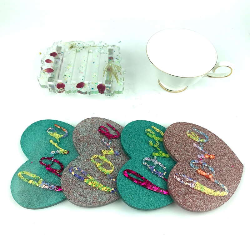 1 Bộ Khuôn Silicone Làm Đế Lót Ly Hình Trái Tim Làm Thủ Công