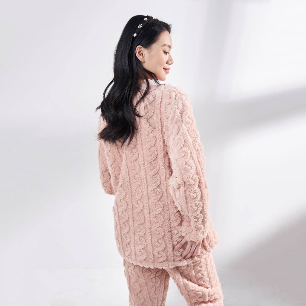Bộ mặc nhà bầu và sau sinh cho con bú bông vặn thừng đại hàn 3 màu Snugg Việt SNU2098