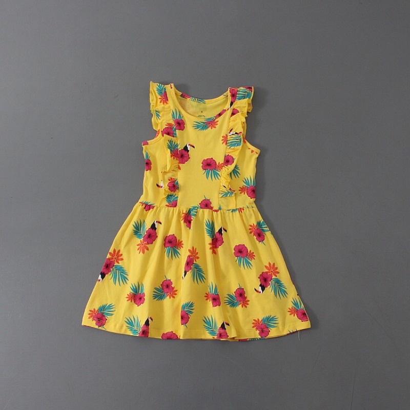 Váy sát nách bé gái Pekkle 2-8 tuổi Đầm cánh tiên bé gái chất cotton xuất dư 0621