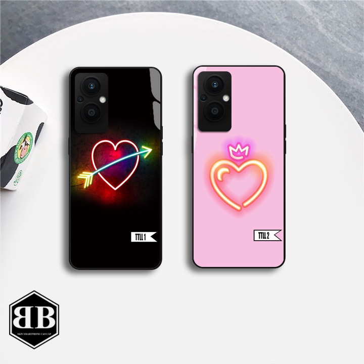 ỐP lưng kính cường lực OPPO RENO 7Z 5G    trái tim lấp lánh