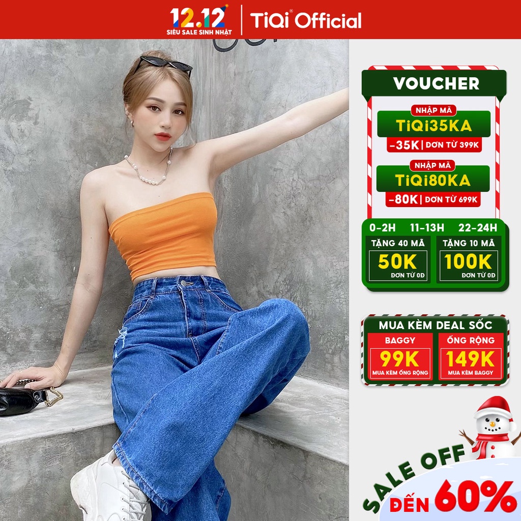 Áo ống nữ vải thun cotton nhiều màu TiQi Jeans A153